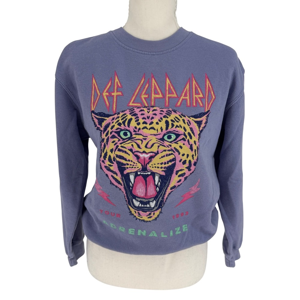 Def Leppard Adrenalize 1993 Tour Sweatshirt Purple Y2K Streetwear Size L Fits M